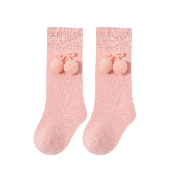 Calceta con pompon Rosa Bebe