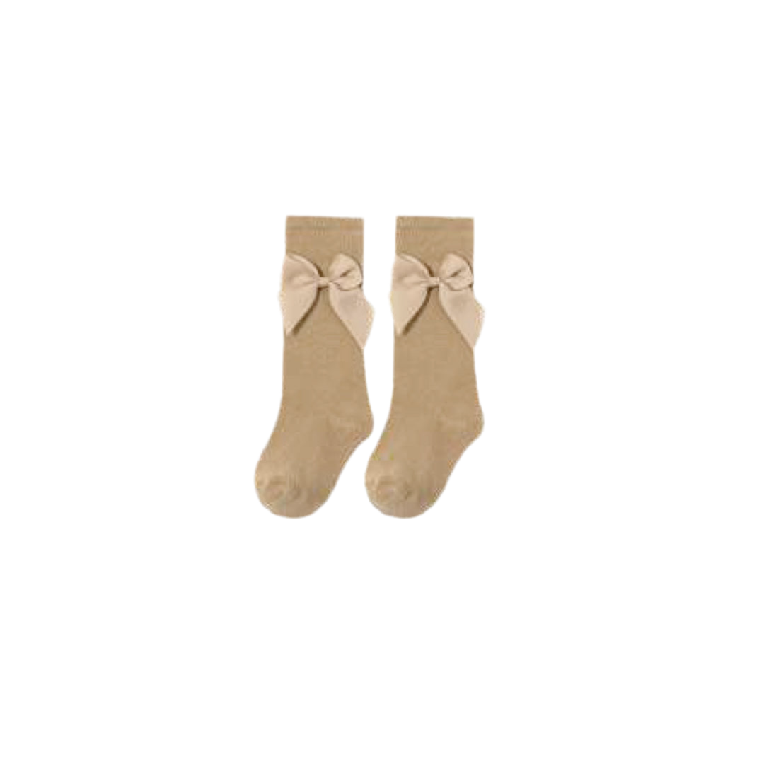 Calcetas Beige con lazo