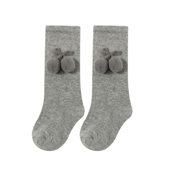 Calceta con pompon gris Bebe