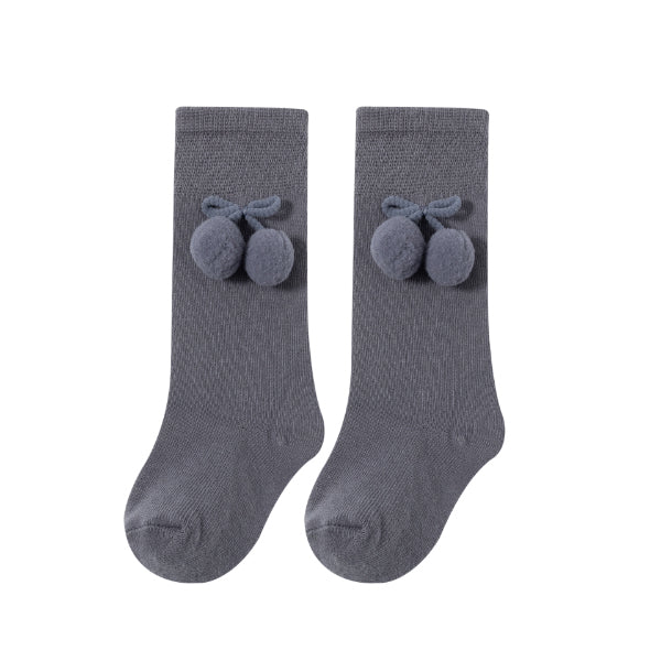 Calceta con pompon gris oscuro