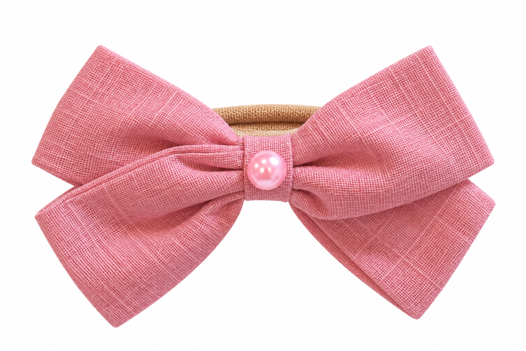 Diadema Lazo Rosa Con Perla