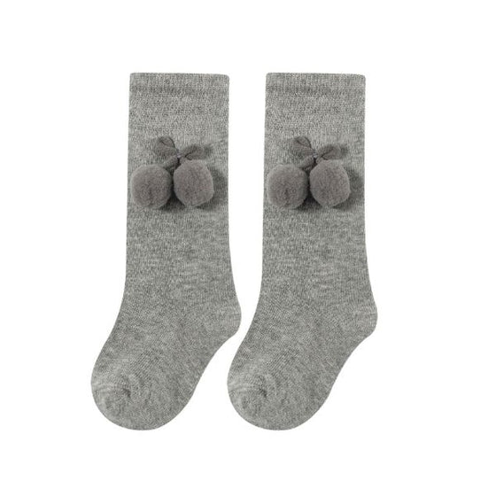 Calceta con pompon gris Bebe