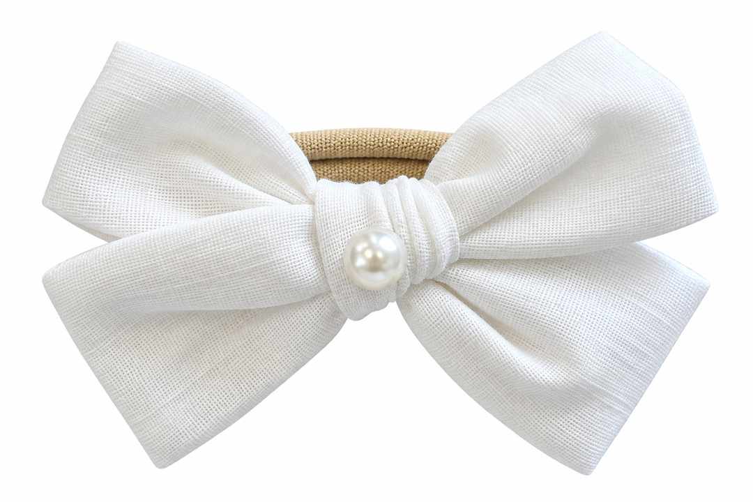 Diadema Lazo Blanca Con Perla