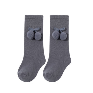 Calceta con pompon gris oscuro