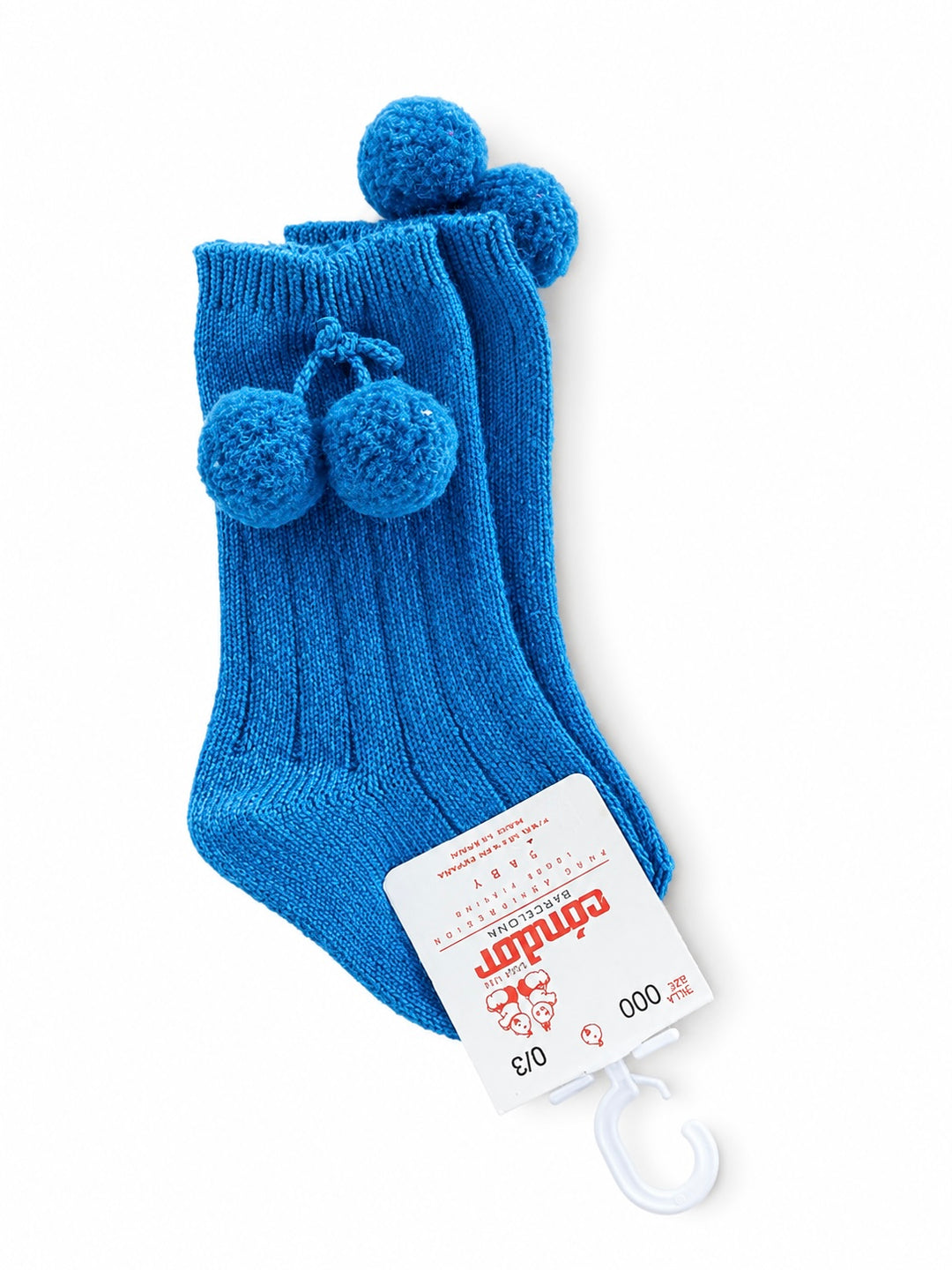 Calceta azul-verde pompon