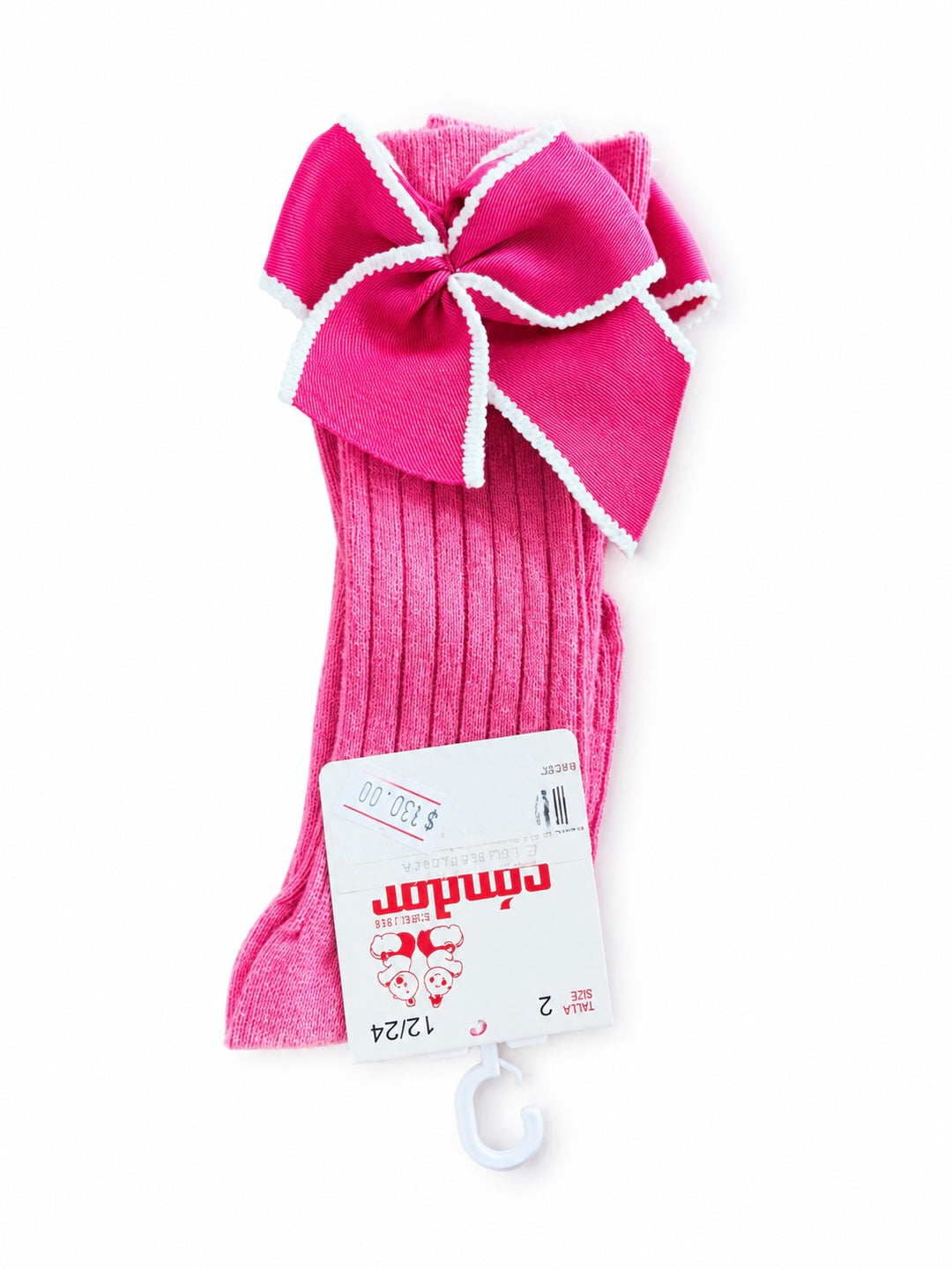 Calceta rosa lazo borde