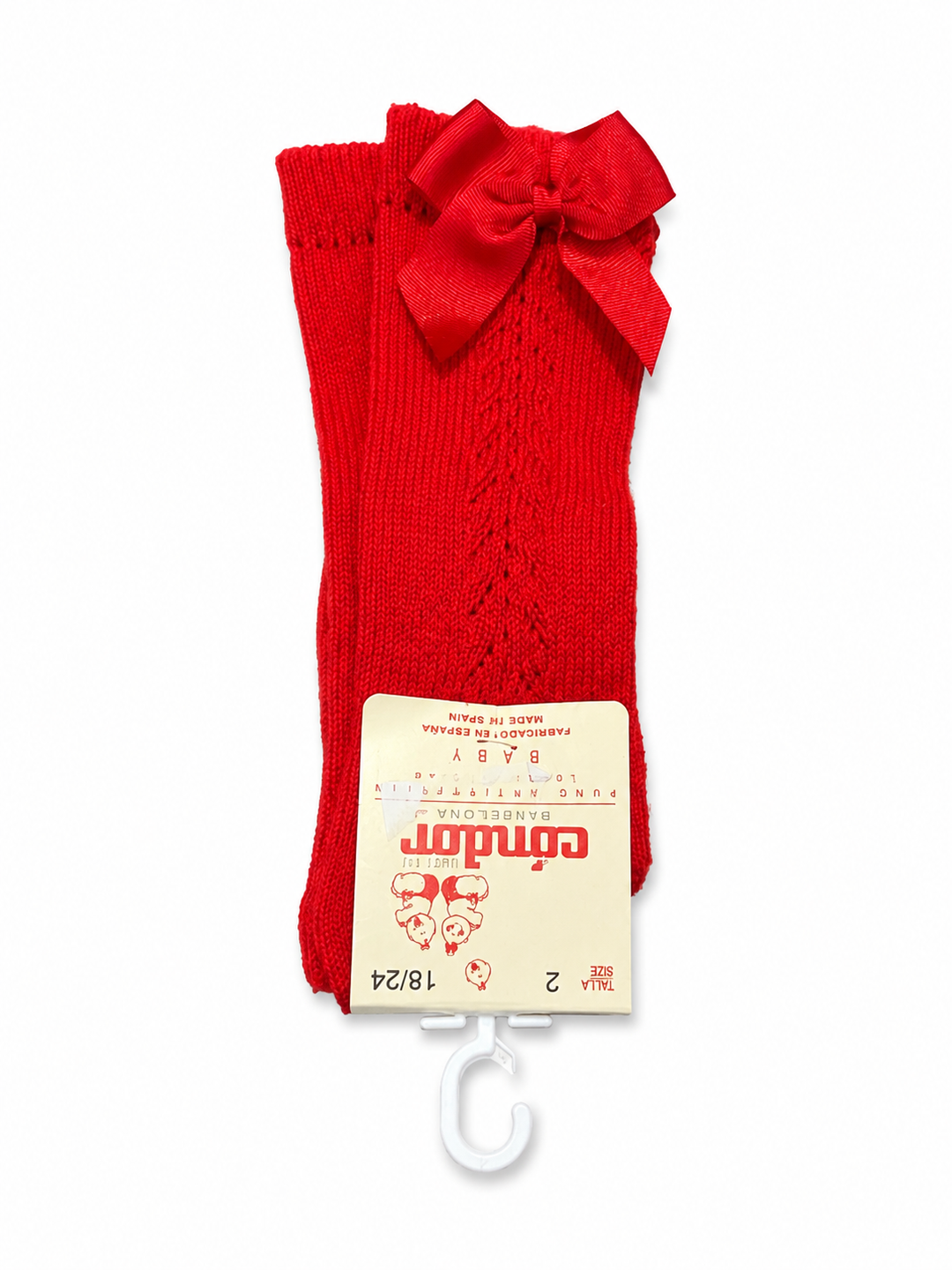 Calceta roja calada con lazo