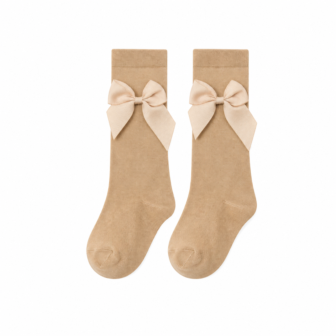 Calcetas Beige con lazo
