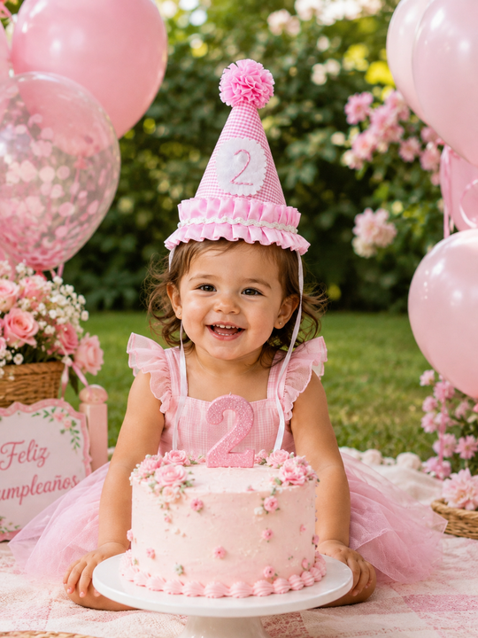 GORRO CUMPLEAÑERO ROSA CLARO