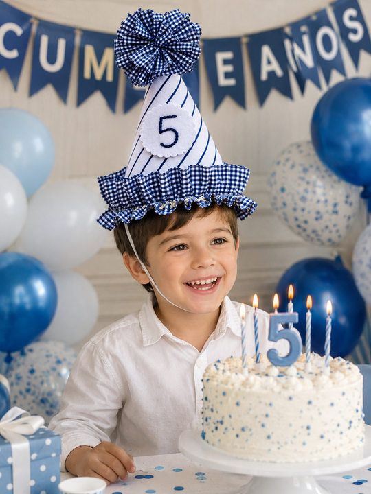 GORRO CUMPLEAÑOS AZUL MARINO LINEAS