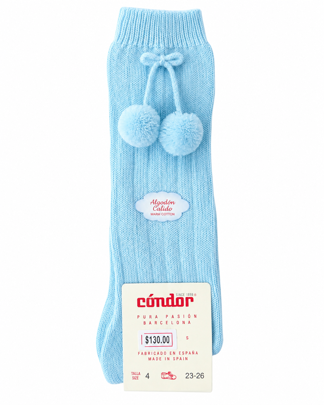 Calcetas azul cielo pompon